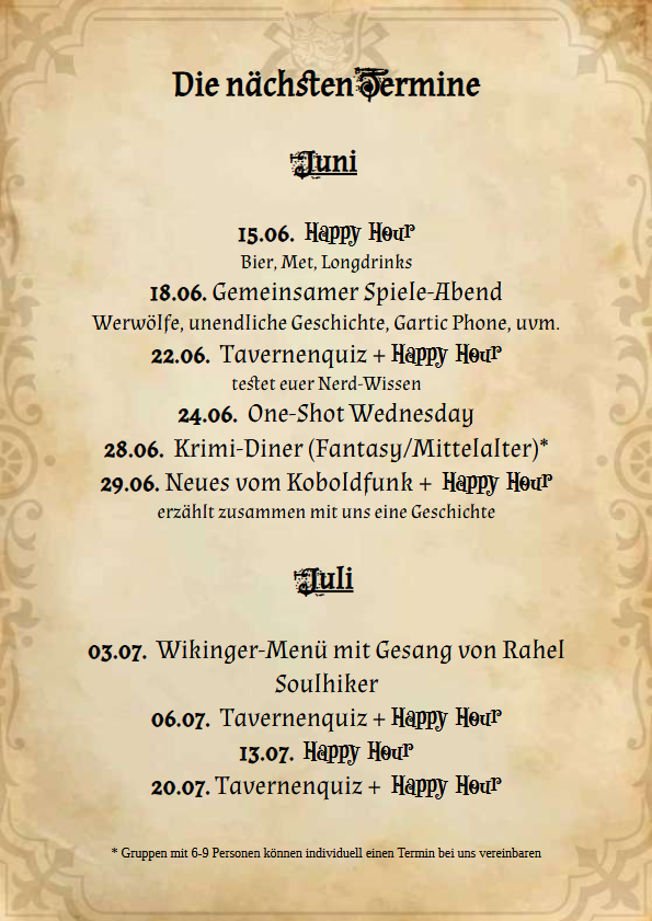 Termine im Juni/Juli